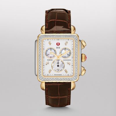 Deco XL Day Diamond Two-Tone, Diamond Dial Espresso Alligator