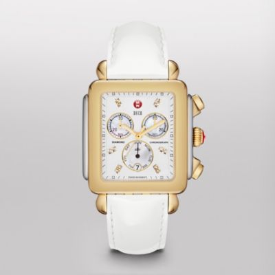 Deco XL Day Non-Diamond Two-Tone, Diamond Dial White Patent