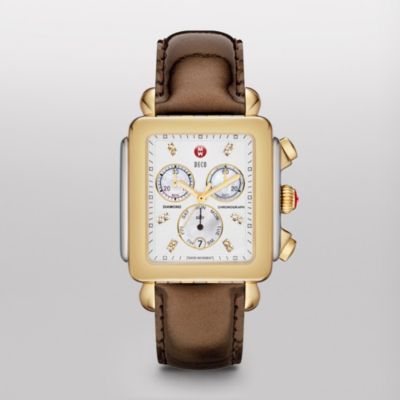 Deco XL Day Non-Diamond Two-Tone, Diamond Dial Espresso Patent