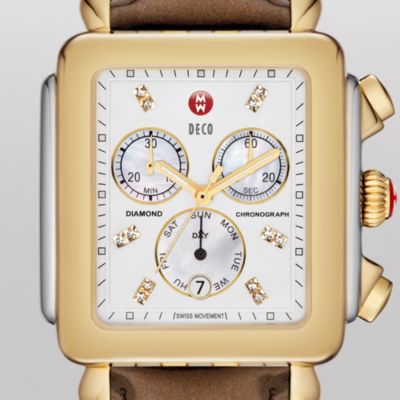 Deco XL Day Non-Diamond Two-Tone, Diamond Dial Espresso Patent