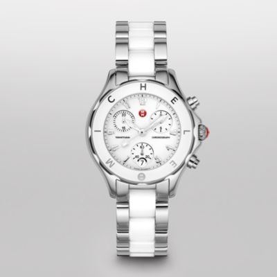 Tahitian White Ceramic and Stainless Steel Non-Diamond
