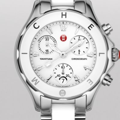 Tahitian White Ceramic and Stainless Steel Non-Diamond
