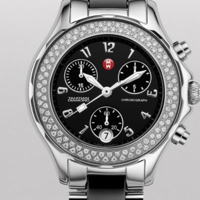 Tahitian Black Ceramic and Stainless Steel Diamond