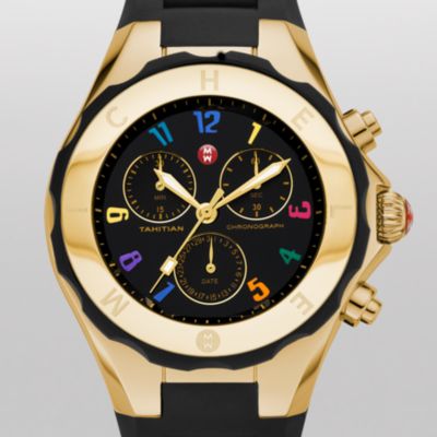 Tahitian Jelly Bean Large Black Carousel Gold Tone