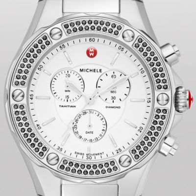 Tahitian Black Diamond on 3-Link Stainless Steel Bracelet