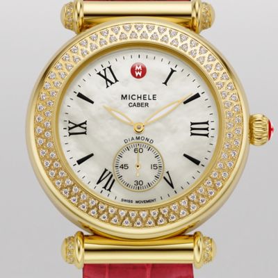 Caber Diamond Gold Garnet Alligator