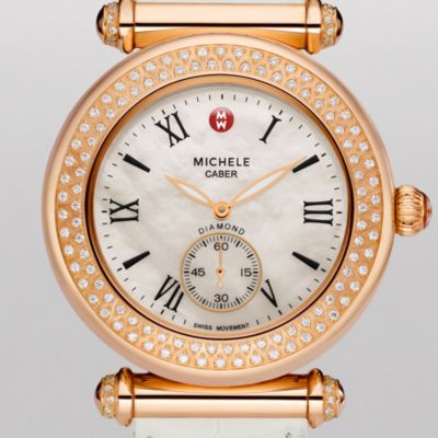 Caber Diamond Rose Gold White Alligator