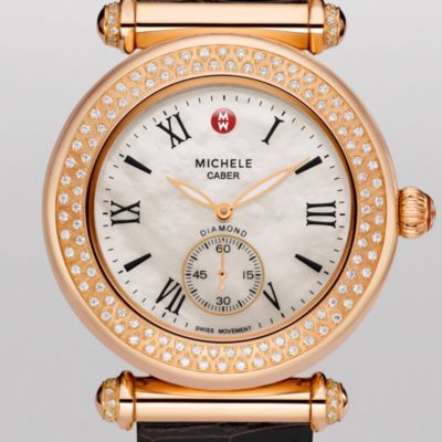 Caber Diamond Rose Gold Espresso Alligator