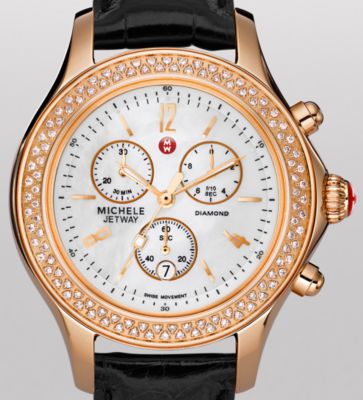Jetway Diamond Rose Gold Black Alligator