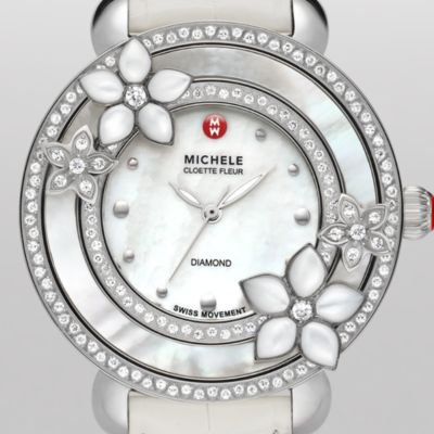 Cloette Fleur Diamond White Alligator