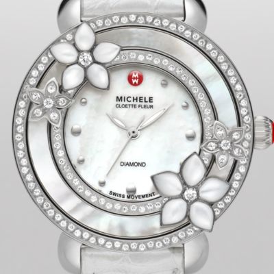 Cloette Fleur Diamond Silver Alligator