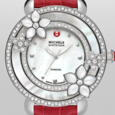 Cloette Fleur Diamond Garnet Alligator