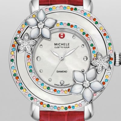 Cloette Fleur Diamond, Colored Stones Garnet Alligator