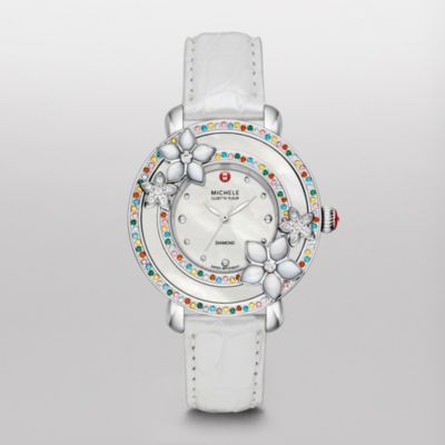 Cloette Fleur Diamond, Colored Stones Silver Alligator