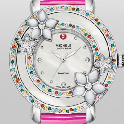 Cloette Fleur Diamond, Colored Stones Pink Patent