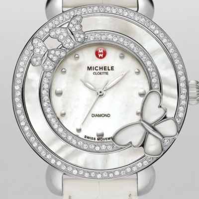 Cloette Butterfly Diamond White Alligator