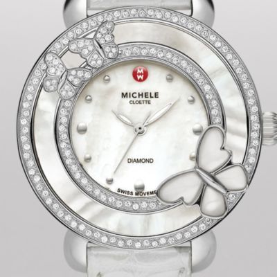Cloette Butterfly Diamond Silver Alligator