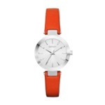 Silver Tone Coral Leather Watch