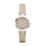 Silver Tone Nude Leather Watch