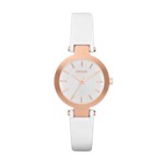 Rose Tone White Leather Watch