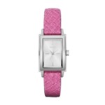 Silver Tone Magenta Python Leather Watch