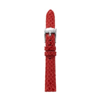 S141053 - Embossed Leather Watch Strap - Red