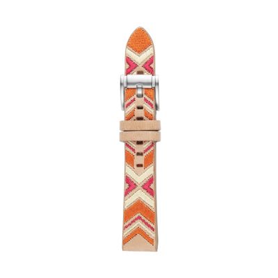S181134 - Leather 18mm Watch Strap - Pink and Orange