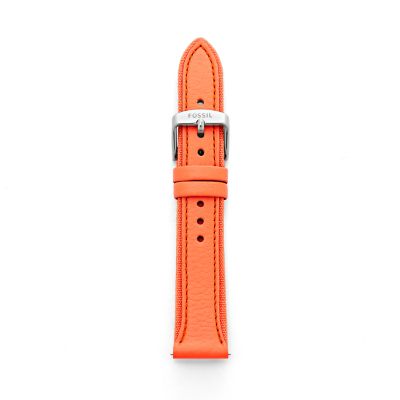 Fossil 18Mm Hot Coral Leather And Canvas Watch Strap