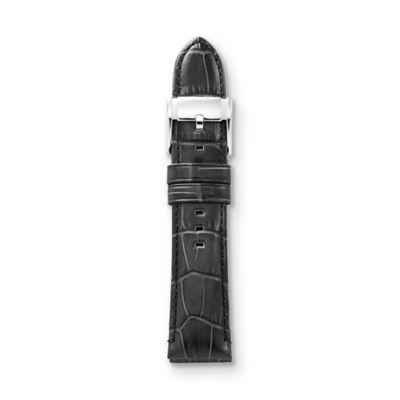S221066 - Embossed Leather Watch Strap - Black