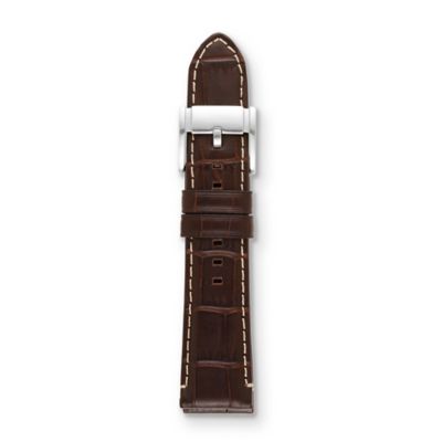 Fossil Embossed Leather Watch Strap Brown Devcube