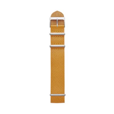 Fossil Saffiano Leather 22Mm Watch Strap - Mustard