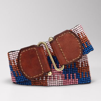 Fossil Beaded Stretch Belt