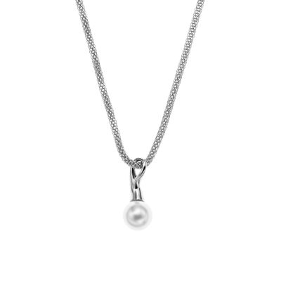 UPC 768680195934 product image for Skagen Agnethe Women's Silver-Tone Pearl Drop Necklace Skj0294040 | upcitemdb.com