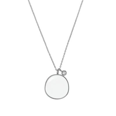 UPC 768680218305 product image for Skagen White Sea Glass Silver-Tone Pendant Necklace Skj0566040 | upcitemdb.com