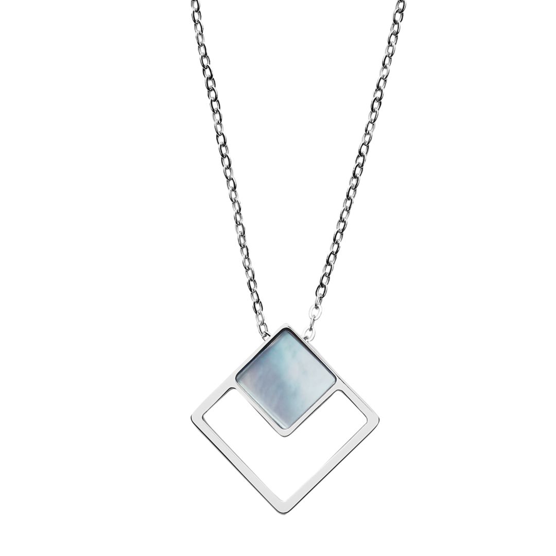 UPC 768680278927 product image for Skagen Agnethe Silver-Tone Mother-Of-Pearl Square Pendant Necklace Skj1180040 Je | upcitemdb.com