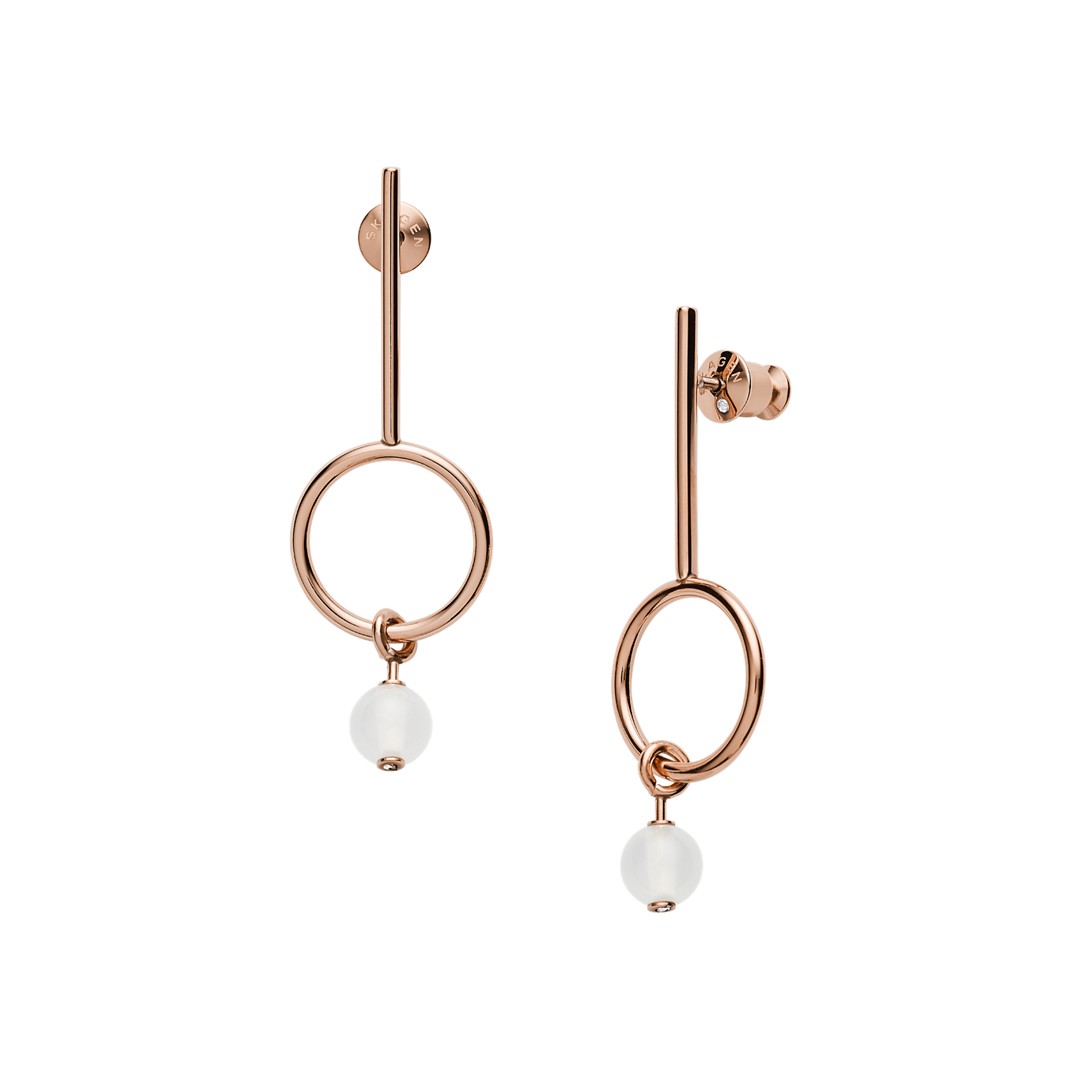Skagen Sea Glass Beaded Rose-Tone Earrings Skj1202791 Jewelry - SKJ1202791-WSI Skagen Sea Glass Beaded Rose-Tone Earrings Skj1202791 Jewelry - SKJ1202791-WSI