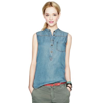 WC1460491C - Melanie Sleeveless Chambray Shirt