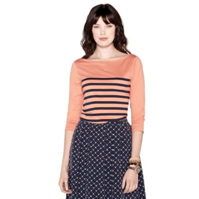 WC6403664C - Rachel Striped 3/4 Sleeve Boat Neck Tee