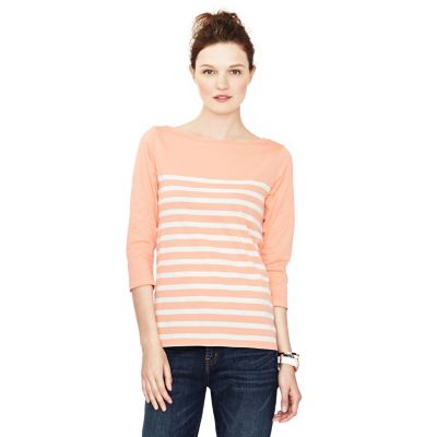 WC6440281C - Rachel Striped 3/4 Sleeve Boat Neck Tee