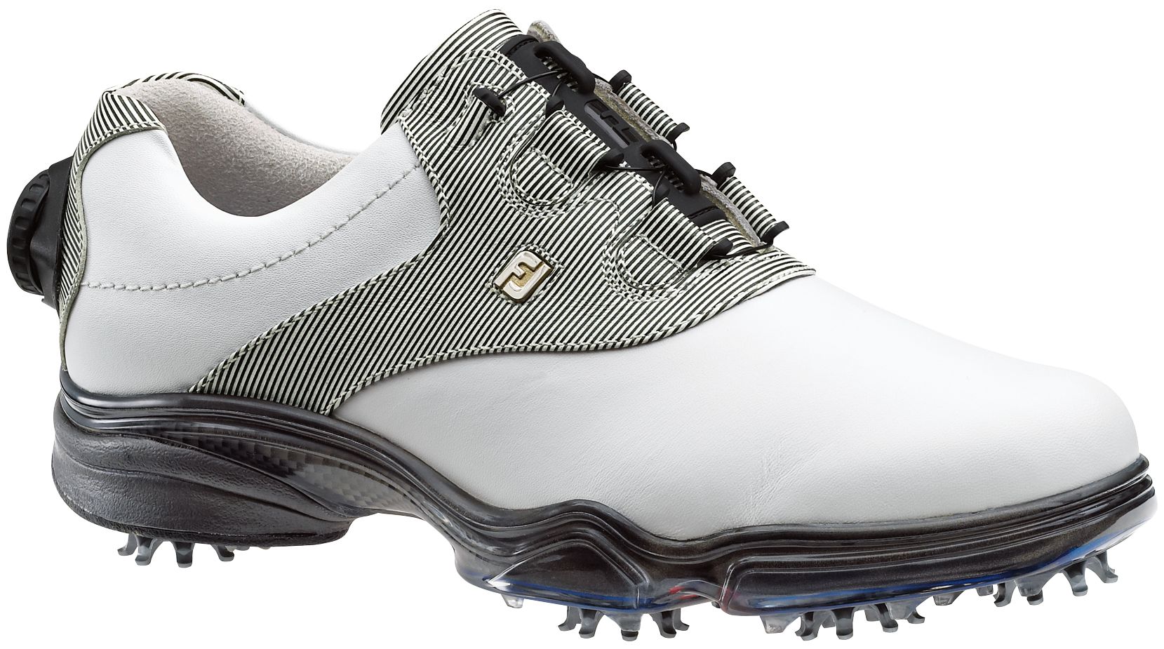 FootJoy Women's DryJoy ReelFit Smooth Golf Shoe - White/Black Striped