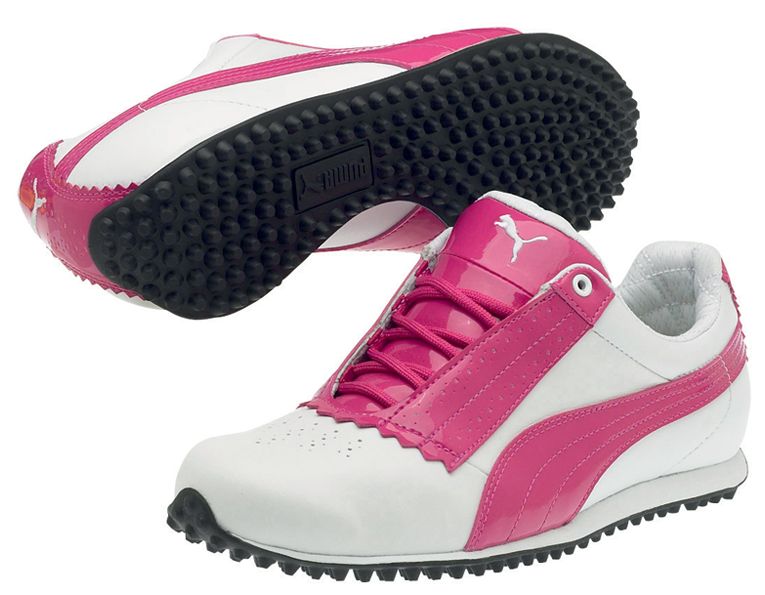 Unique Golf Shoes on Ladiespinkgolf Com    Puma Women   S Pin Cat Golf Shoe White Fuschia