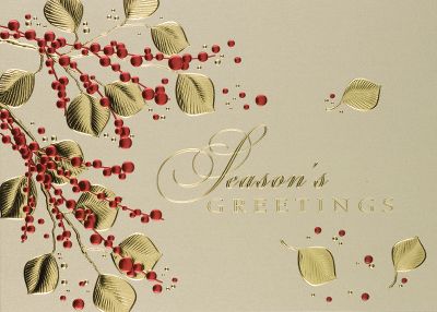 Golden Leaves with Holly Berries