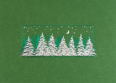 Silver & Green Foil Tree Line on Green