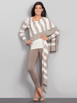 New ComfortZone Striped Wrap Cardigan