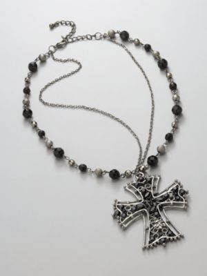 Short Bead Cross Necklace
