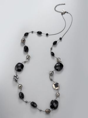 Long Black Bead Necklace