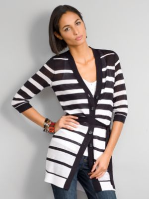 City Style Striped Long Cardigan 