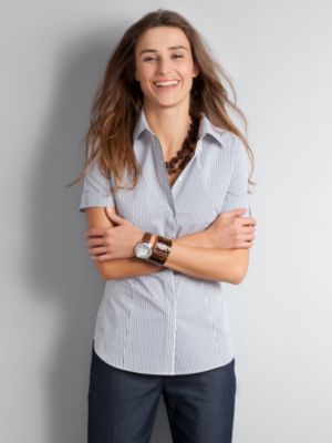 City Stretch Narrow Stripe Short Sleeve Shirt