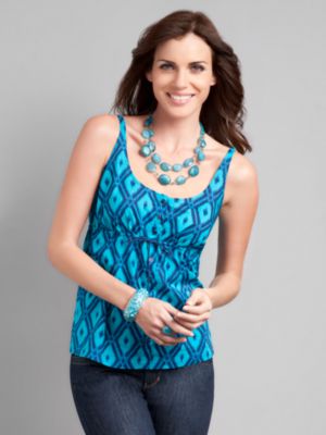 City Style Button Front Print Cami