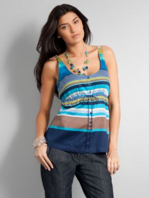 New York  & Company - Tees  & Tanks - City Style Button Front Stripe Cami from nyandcompany.com